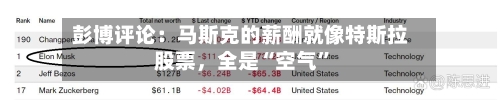 彭博评论：马斯克的薪酬就像特斯拉股票，全是“空气”-第2张图片