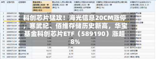 科创芯片猛攻！海光信息20CM涨停，寒武纪、佰维存储历史新高，华宝基金科创芯片ETF（589190）涨超8%