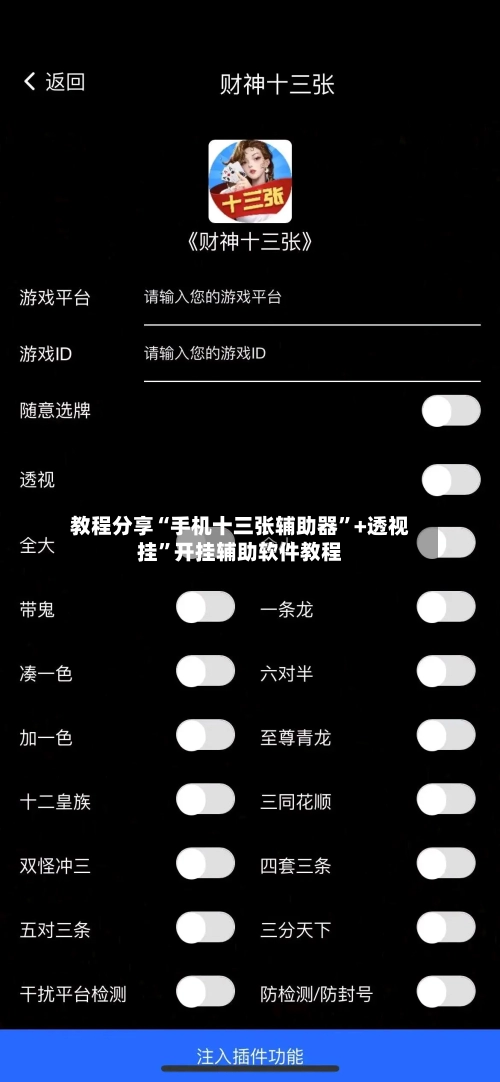 教程分享“手机十三张辅助器	”+透视挂”开挂辅助软件教程-第3张图片