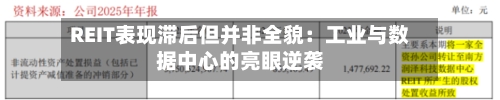REIT表现滞后但并非全貌：工业与数据中心的亮眼逆袭