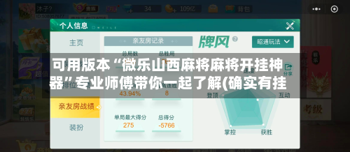 可用版本“微乐山西麻将麻将开挂神器”专业师傅带你一起了解(确实有挂-第2张图片