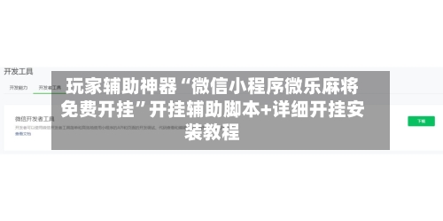 玩家辅助神器“微信小程序微乐麻将免费开挂”开挂辅助脚本+详细开挂安装教程