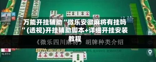 万能开挂辅助“微乐安徽麻将有挂吗”(透视)开挂辅助脚本+详细开挂安装教程-第3张图片