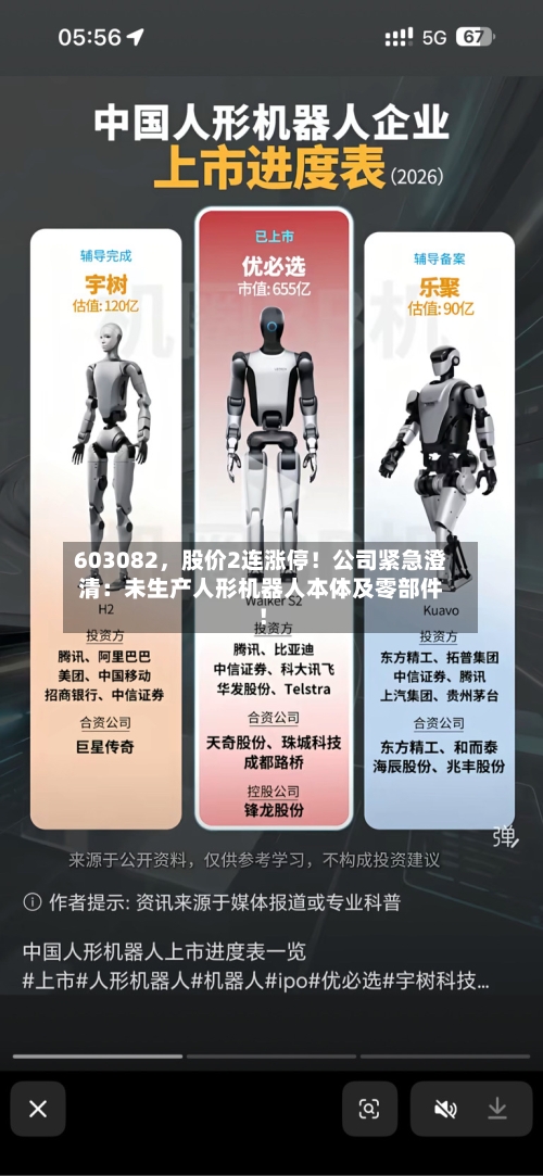 603082，股价2连涨停！公司紧急澄清：未生产人形机器人本体及零部件！-第2张图片