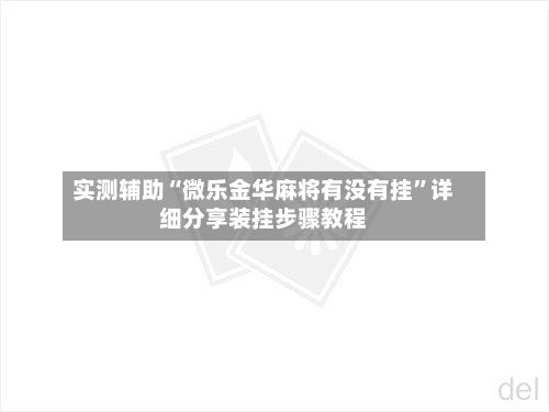 实测辅助“微乐金华麻将有没有挂”详细分享装挂步骤教程