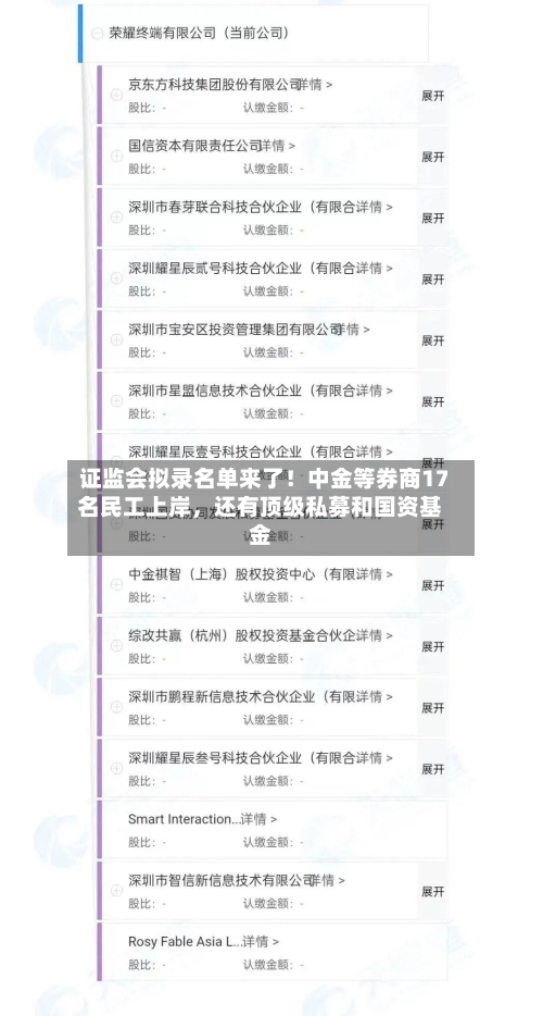 证监会拟录名单来了！中金等券商17名民工上岸，还有顶级私募和国资基金-第2张图片
