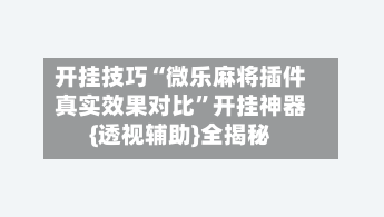 开挂技巧“微乐麻将插件真实效果对比”开挂神器{透视辅助}全揭秘-第3张图片