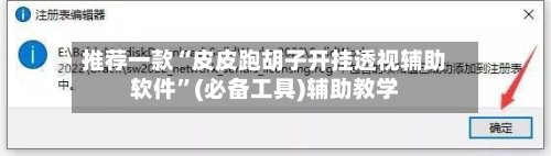 推荐一款“皮皮跑胡子开挂透视辅助软件”(必备工具)辅助教学