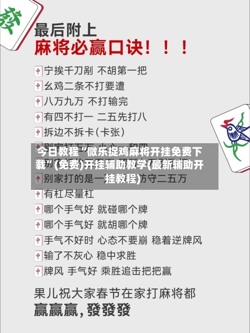 今日教程“微乐捉鸡麻将开挂免费下载”(免费)开挂辅助教学(最新辅助开挂教程)-第2张图片